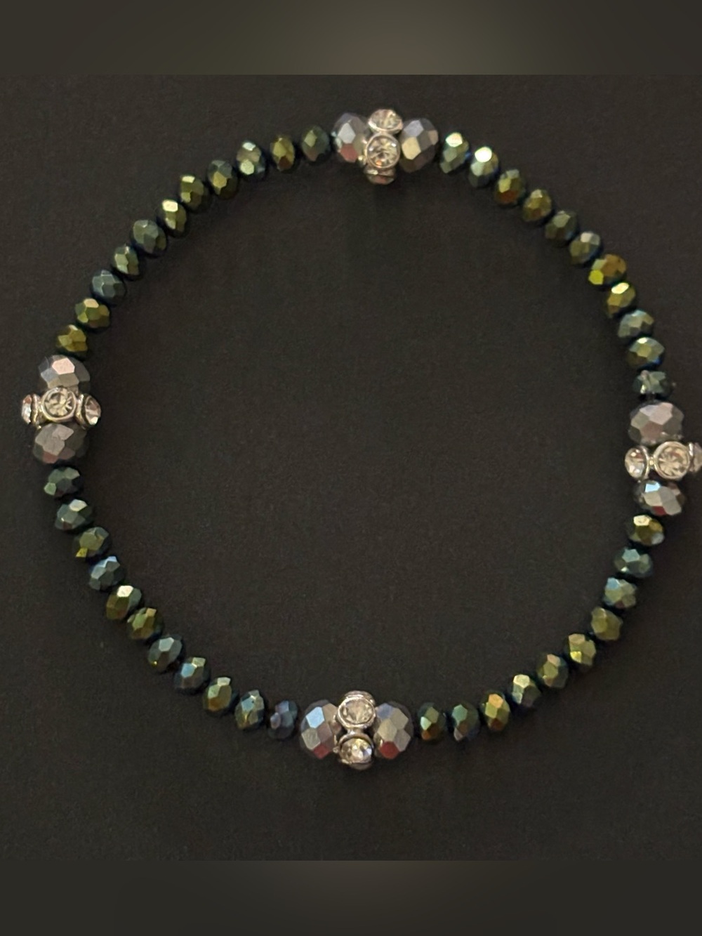 Iridescent Green Crystal Stretch Bracelet by One&Only Jewelry NWB